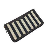 Black-off White Unisex Zipper Indigo And Jacquard Fabric Wallet