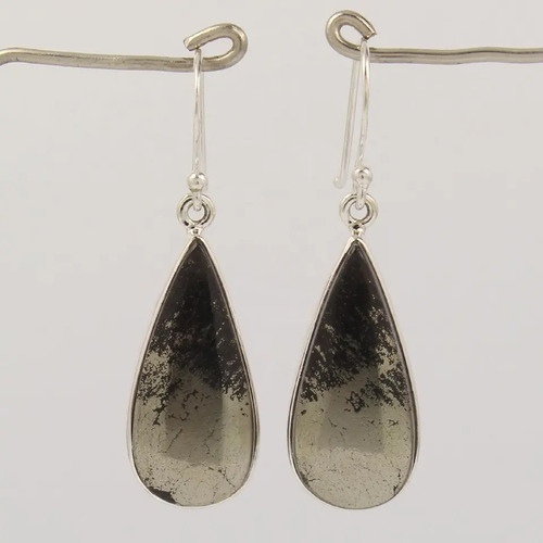 925 Sterling Silver Attractive Apache Gold Dangle And Drop Pear Stone Earrings