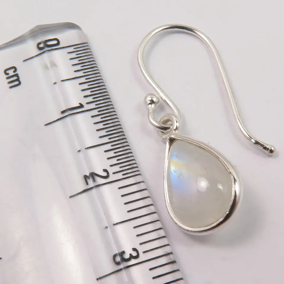 925 Sterling Silver Beautiful Cute Little Rainbow Moonstone Drop Earrings