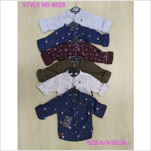 Kids Print Shirt - Cotton, Customized Size, Straight Collar, Full Sleeves | Modern Style, No Fade Print, Customized Logo for Boys