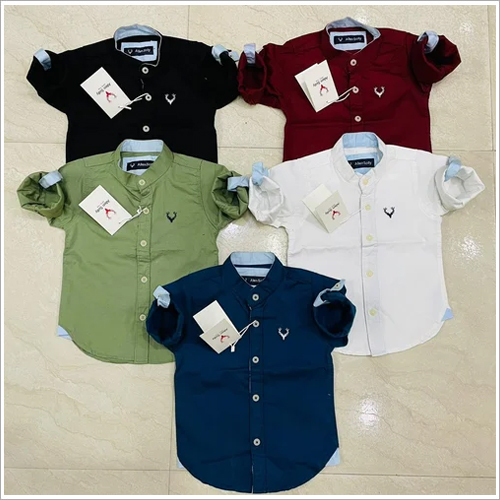 Stylish Kids Shirt - Cotton Blend, Customized Size & Color | Classic Collar, Full Sleeves, Modern Style, Washable, Unisex, Plain Pattern