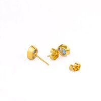 Green Amethyst Gemstone Oval Shape 8x12mm Gold Vermeil Bezel Stud