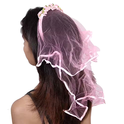 MCP01699 Madcaps Bachelorette Bridal Veil - Tulle Material, One Size Fits All, Pink Color | Breathable Modern Design, Playful 'Bride-To-Be' Slogan