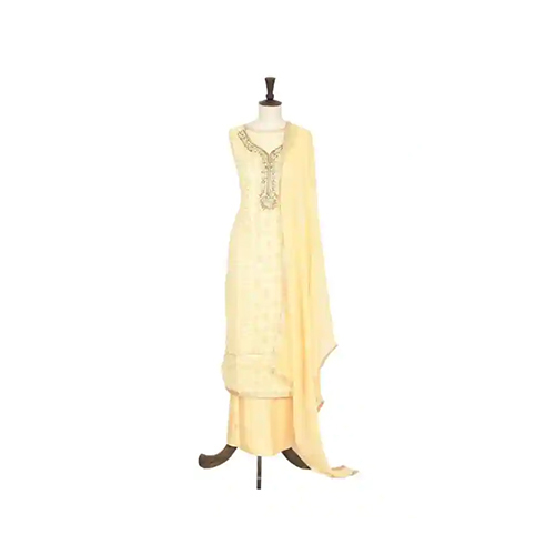 Lemon Ladies Georgette Fabric Unstitched Dress Material