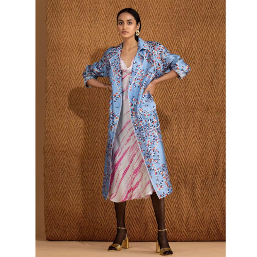 Sky Blue Jk-330Mucxs Blossom Trench Coat