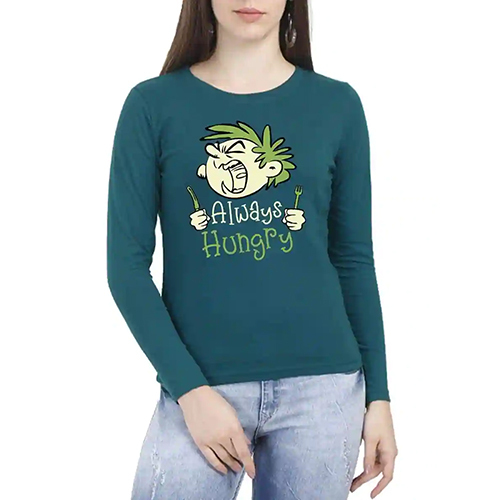 Teal Ladies Full Sleeve Round Neck T-Shirt