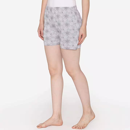 Ladies Knitted Shorts - Soft Stretch Fabric, Medium Size, Ivory White | Breathable, Washable, Printed Pattern, Modern Casual & Athletic Style