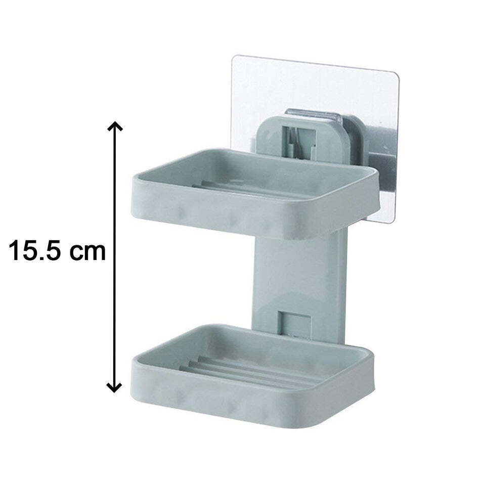 PLASTIC WALL DOUBLE LAYER SOAP STAND HOLDER (4762)