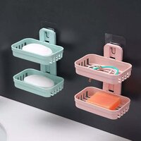 PLASTIC WALL DOUBLE LAYER SOAP STAND HOLDER (4762)