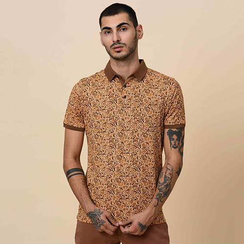 Brown Mens Slim Fit Polo Shirt