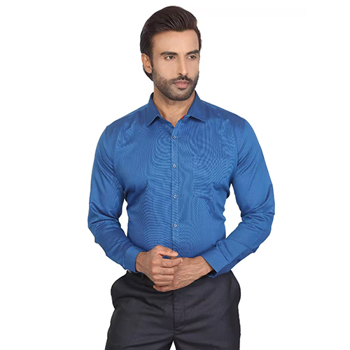 Mens Formal Shirt - Cotton, Slim Fit, Regal Blue | Breathable, Washable, Long Sleeve, Modern Style