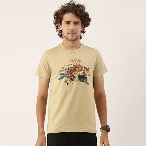 Brown Mens Cotton T-Shirt