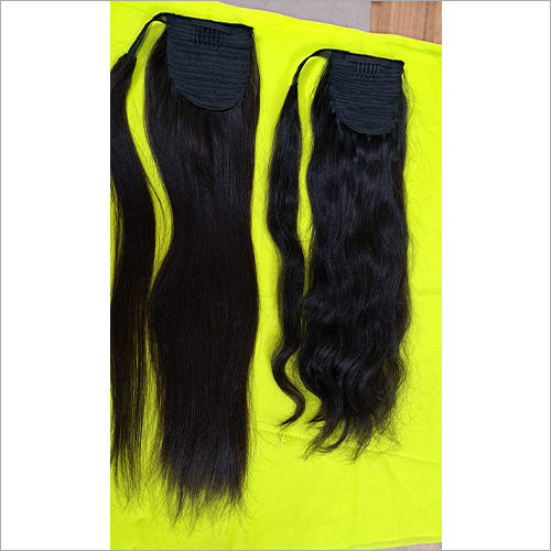 Black 12 Clip In Straight Ponytail