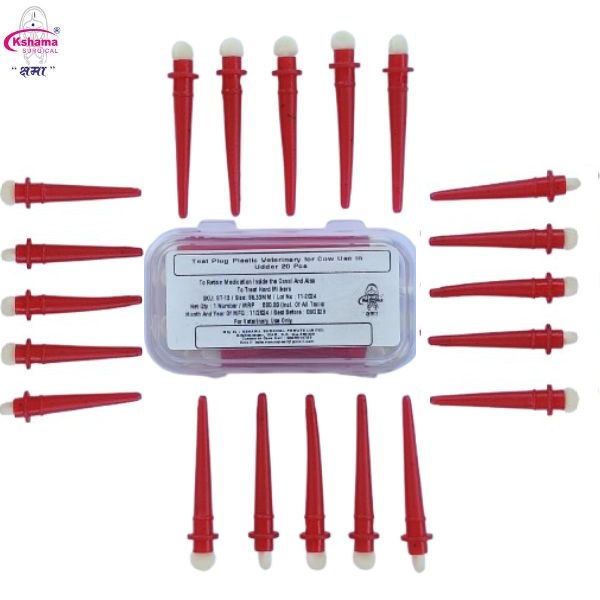 Teat Plug Plastic Veterinary for Cow Use in Udder I Non-Toxic PVC I Pack of 20 Pcs