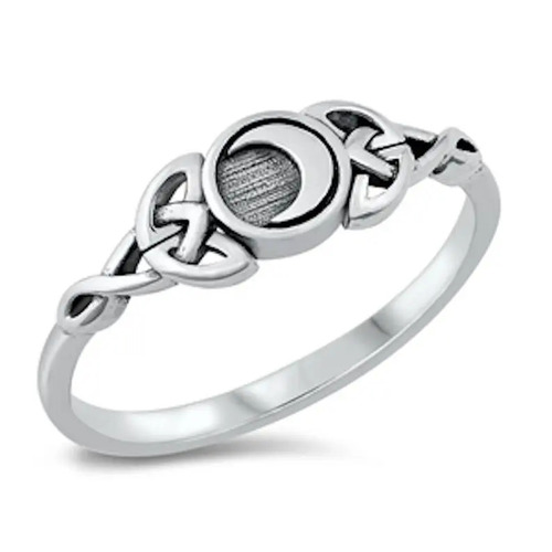 925 Sterling Silver Handmade Celtic Moon Ring Plain Silver Ring