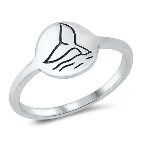 925 Sterling Silver Unique Handcrafted Whale Tail Plain Silver Ring