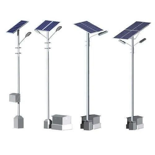 Solar Street Light Pole - MS Material, Silver Finish | Durable Outdoor Illumination Solution