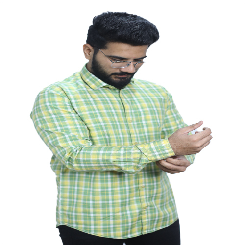 Tc 11501 Light Green Check Casual Shirt Collar Style: Classic