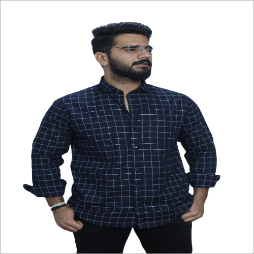 Tc 11631 Navy Blue Check Shirt Collar Style: Classic