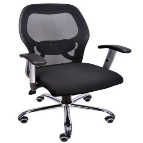 Mesh Executive Office Chair - Fabric, Height Adjustable 20-21 Inches | Black, Medium Back, 1 Year Warranty, Modern Design, Adjustable Arms