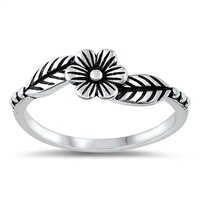 925 Sterling Silver Handcrafted Flower Ring Plain Silver Leaf Ring