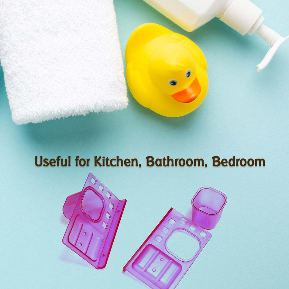 SOAP DISH HOLDER TOOTHBRUSH AND TOOTHPASTE HOLDER 3 IN 1 CLEAR (7642)