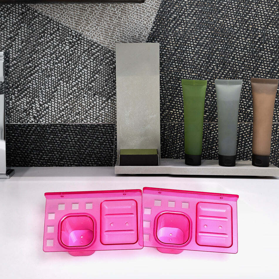 SOAP DISH HOLDER TOOTHBRUSH AND TOOTHPASTE HOLDER 3 IN 1 CLEAR (7642)
