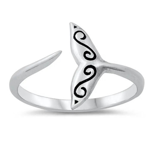 925 Sterling Silver Handcrafted Attractive Whale Tail Ring Plain Silver Rings