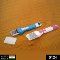 Vegetable Negi Cutter(0124) - Stainless Steel + Plastic, 16cm X 2.5cm X 1.5cm | Mix Colour, Ideal For Home And Commercial Kitchen Use