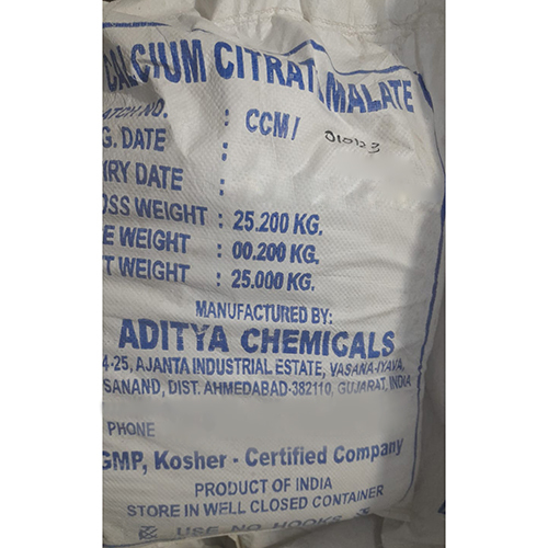 Calcium Citrate Malate - 25kg Powder Bag | High Purity Industrial Application Requires Room Temperature Storage Poisonous