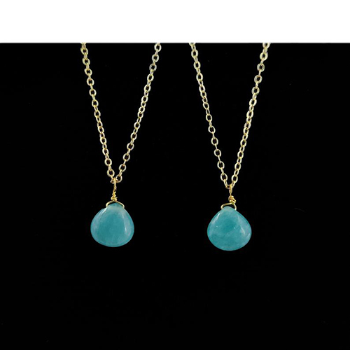 Amazonite Heart Shape 10mm Gold Vermeil Wire Wrapped Necklace