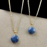 Blue Opal Heart Shape 10mm Gold Vermeil Wire Wrapped Necklace