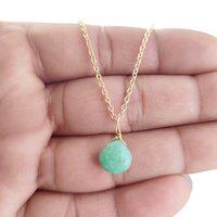 Chrysoprase Heart Shape 10mm Gold Vermeil Wire Wrapped Necklace