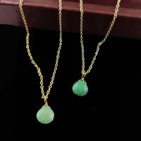 Chrysoprase Heart Shape 10mm Gold Vermeil Wire Wrapped Necklace