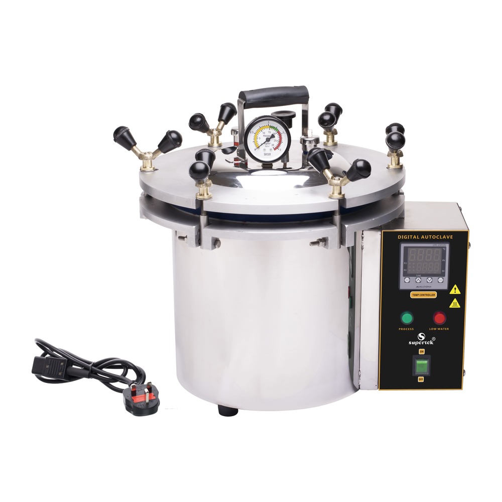 Digital Autoclave - Stainless Steel 3mm Thickness Chamber, Dry Saturated Steam Sterilization, PID Control, LED Display, Safety Features