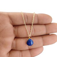 Lapis Lazuli Heart Shape 10mm Gold Vermeil Wire Wrapped Necklace