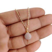 Pink Opal Heart Shape 10mm Gold Vermeil Wire Wrapped Necklace
