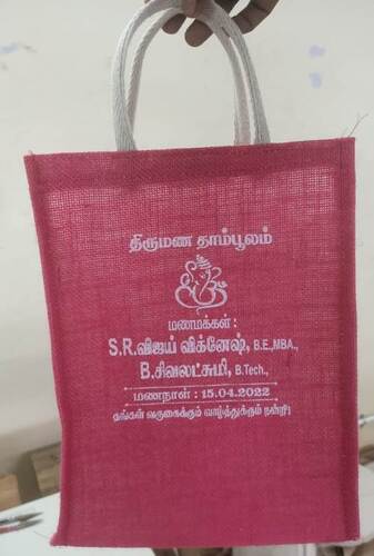 Maroon Digital Printed Jute Bag