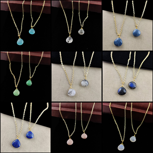 Gemstone Heart Shape 10mm Gold Vermeil Wire Wrapped Necklace