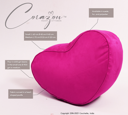 Corazon Heart Ottoman Length: 70 Centimeter (Cm)