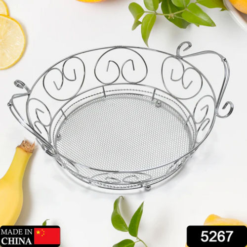 MULTIPURPOSE ROUND SHAPE STAINLESS STEEL MODERN FOLDING FRUIT AND VEGETABLE BASKET SILVER 8 SHAPES 5267