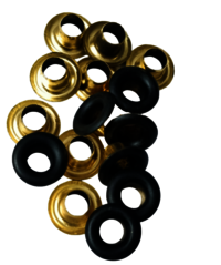 Brass Eyelet - Brass Material, Standard Size, Black & Golden Colors - Round Shape, Painted Pattern, Durable & Rust-resistant Design