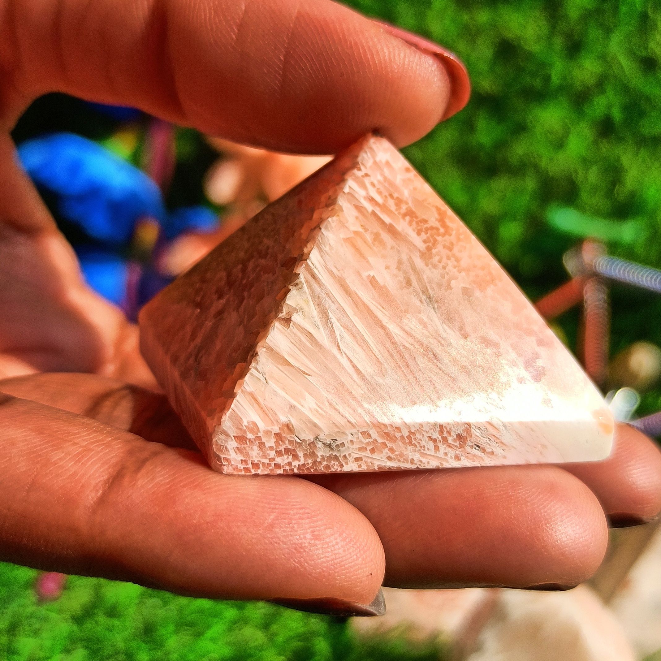 Natural Gemstone Pink Scolecite Pyramid Crystals Pyramids