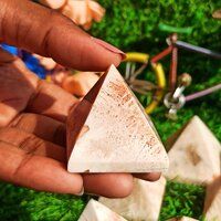 Natural Gemstone Pink Scolecite Pyramid Crystals Pyramids