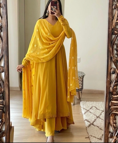 Ekta Yellow Fox Georgette Gown