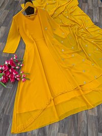 Ekta Yellow Fox Georgette Gown