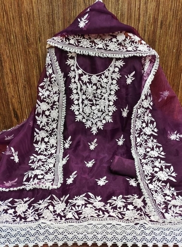 Dipika Purple Organza Dress Material