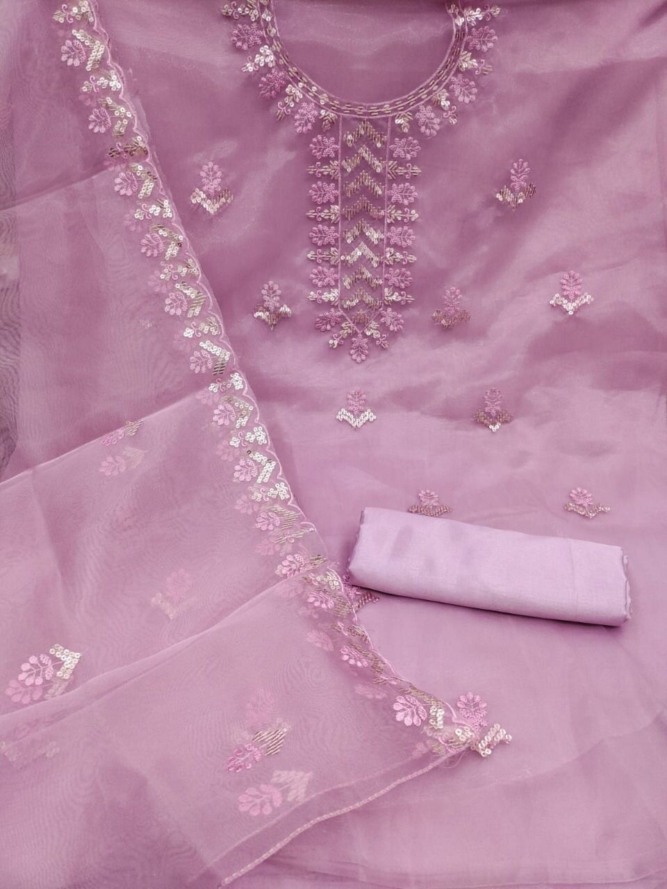 Pakhi Pink Organza Dress Material