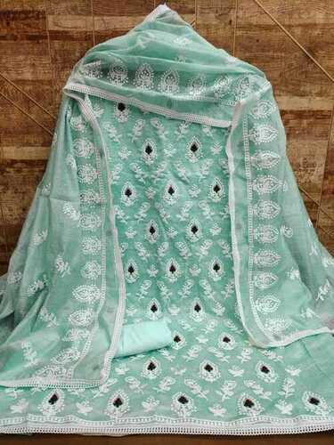 Muskan Green Chanderi Dress Material