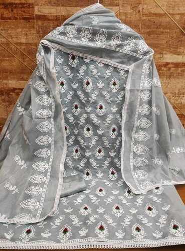Muskan Grey Chanderi Dress Material